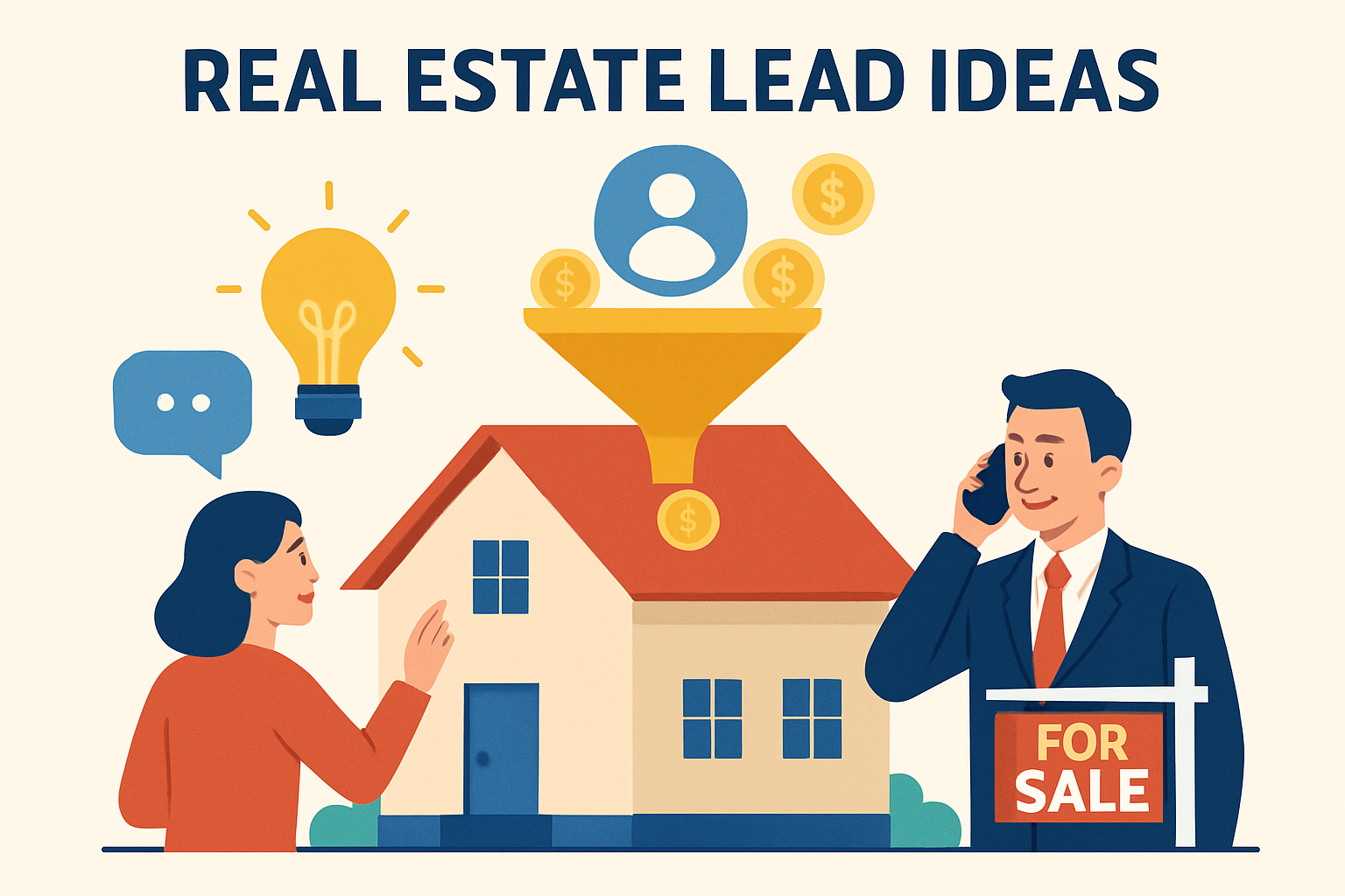 Collection of creative real estate direct mail pieces including postcards and letters - real estate lead ideas